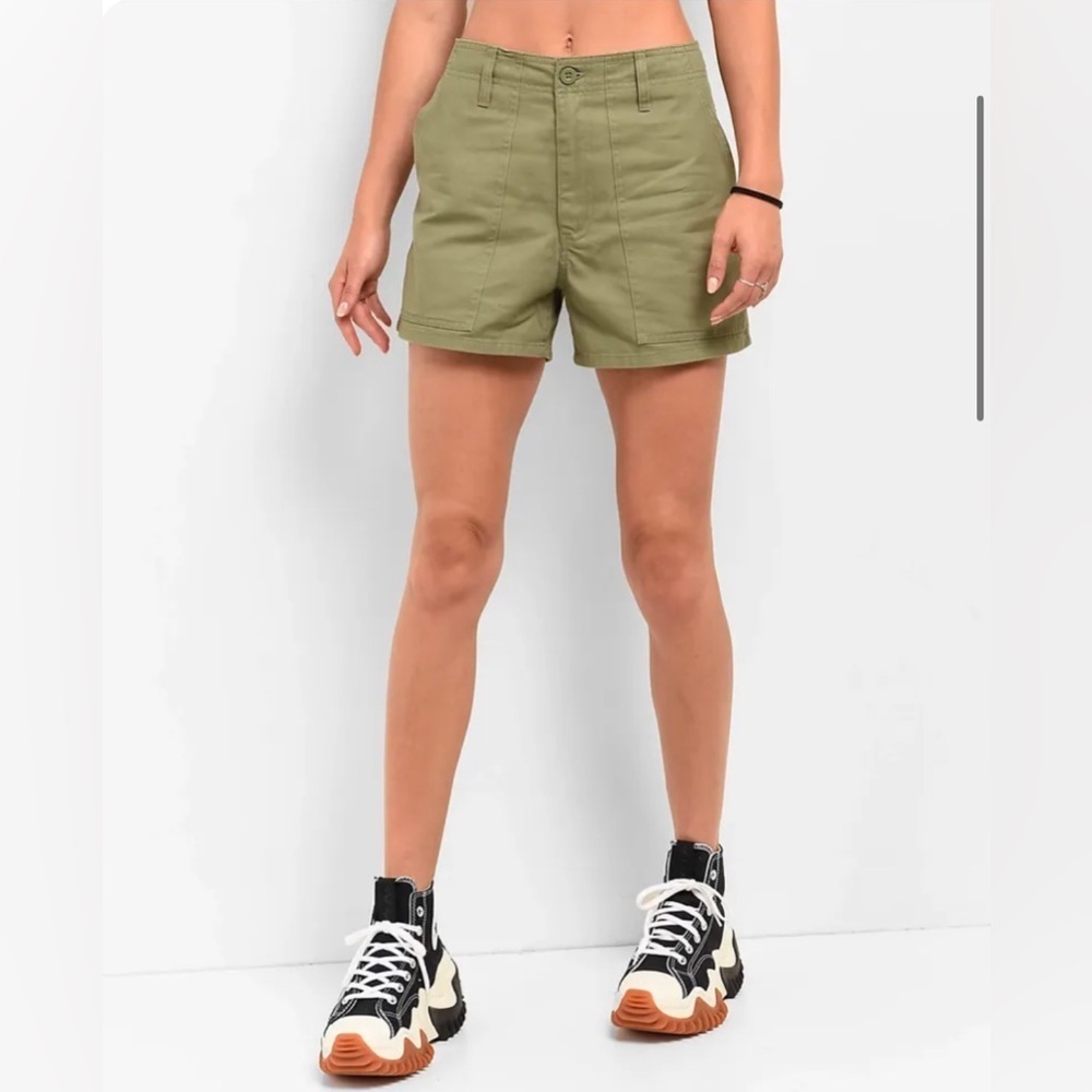 NEW BRIXTON - High Waist Utility Shorts in Olive Green
